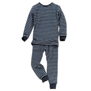 People Wear Organic Pyjama Frottee nachtblau geringelt 100% Bio-Baumwolle